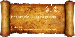 Hrivnyák Kunigunda névjegykártya